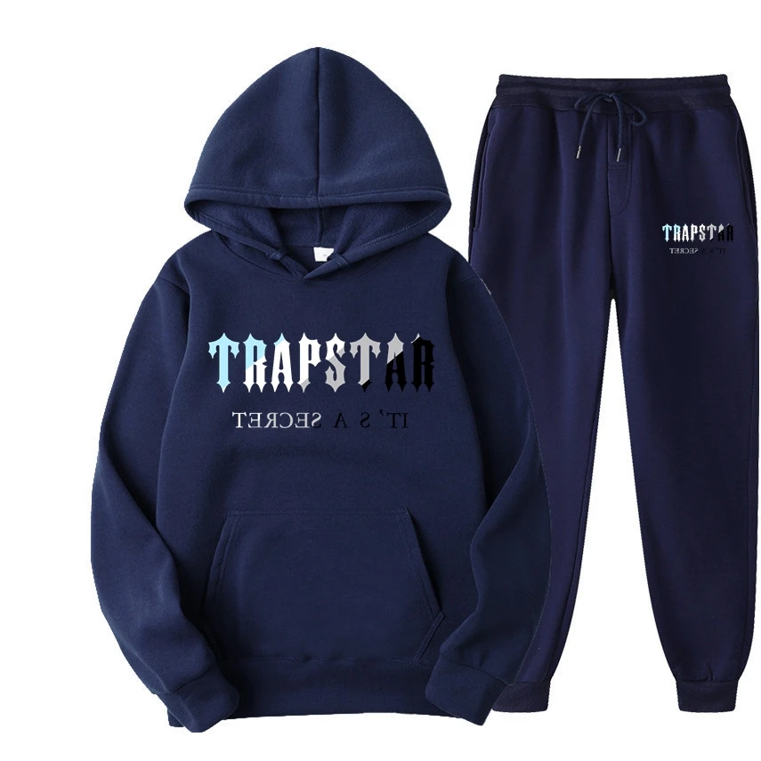 New Brand Trapstar Printed Sportswear Men's and Women's Two-piece Loose Hoodie Sweatshirt + Pants Cover Hoodie Jogging