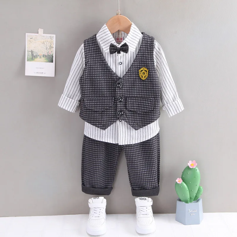 

Gentleman Kid Boy Clothes 3Pcs/Set Vest+Shirt+Pant Children Costume Birthday Wedding Party Elegant Set Baby Boy Casual Wear A819