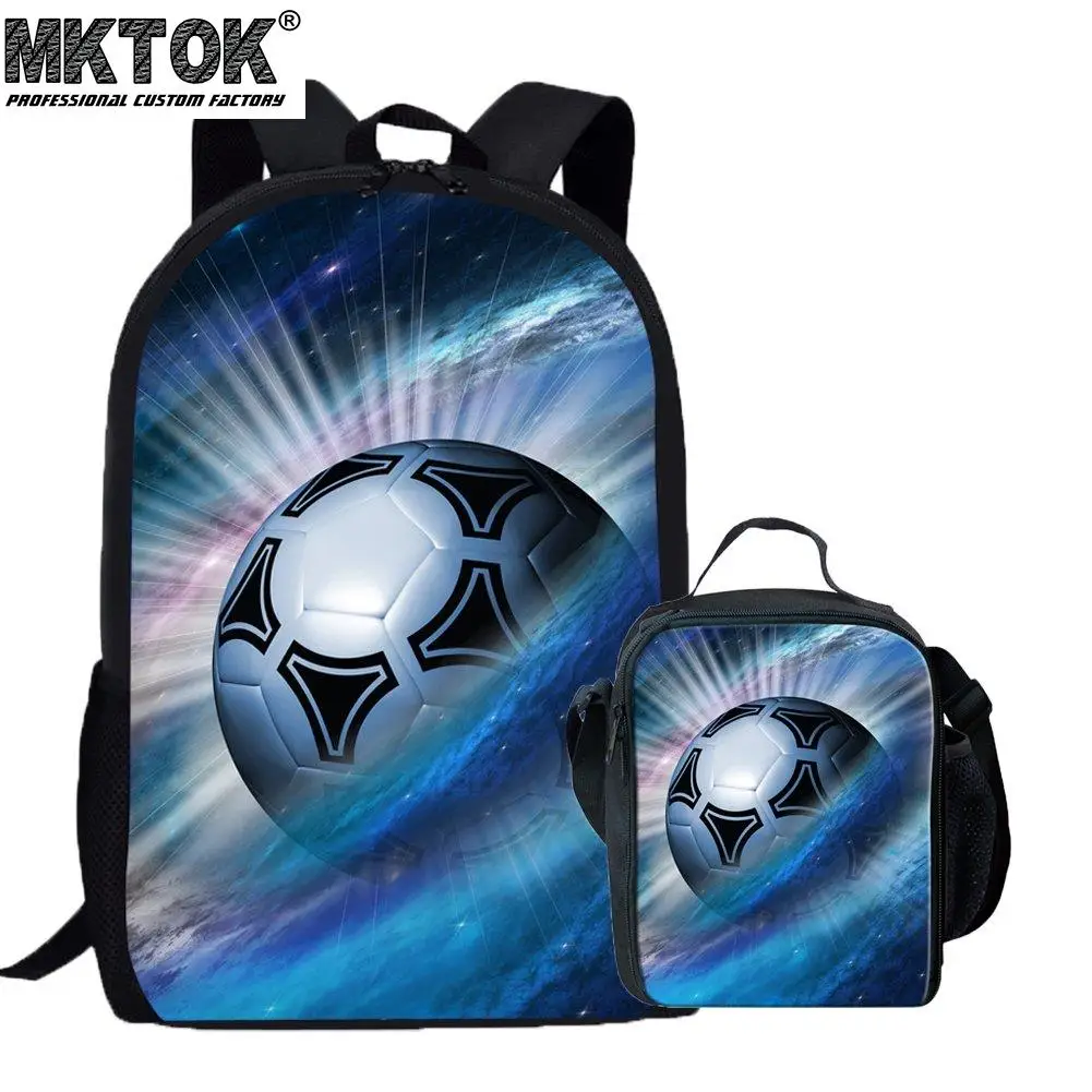 2022 Trend Ball Pattern 2pcs Boys School Bags Students Book Backpack for Lunch Food Set Cool Children Satchel Free Shipping