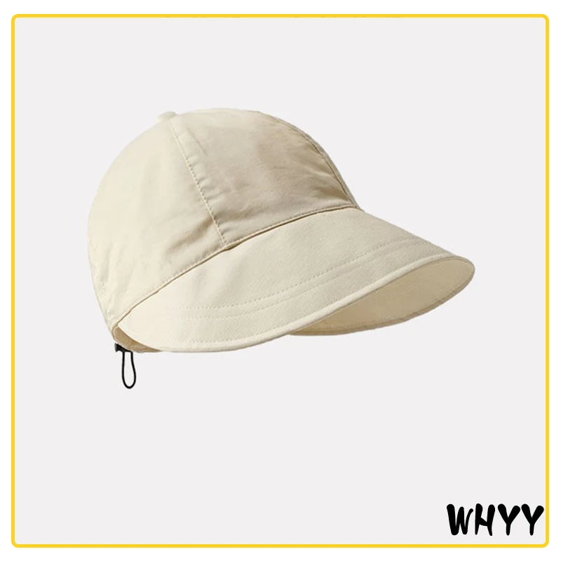 

WHYY New Solid Color Soft Cotton Women Bucket Hat Spring Summer Adjustable Outdoor Beach Sun Hats Foldable Panama Caps Ponytail