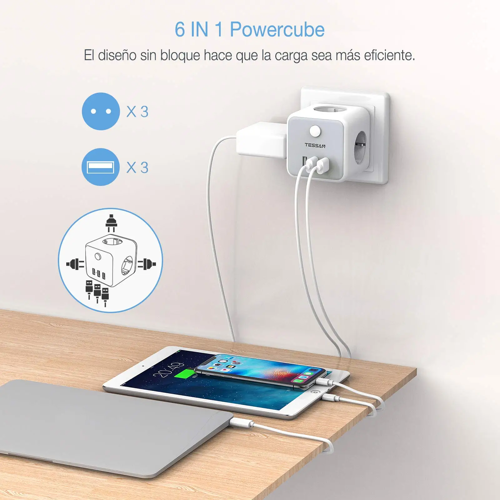 Мини-розетка TESSAN с 3 розетками USB-порта для зарядки 5 В а | Электроника