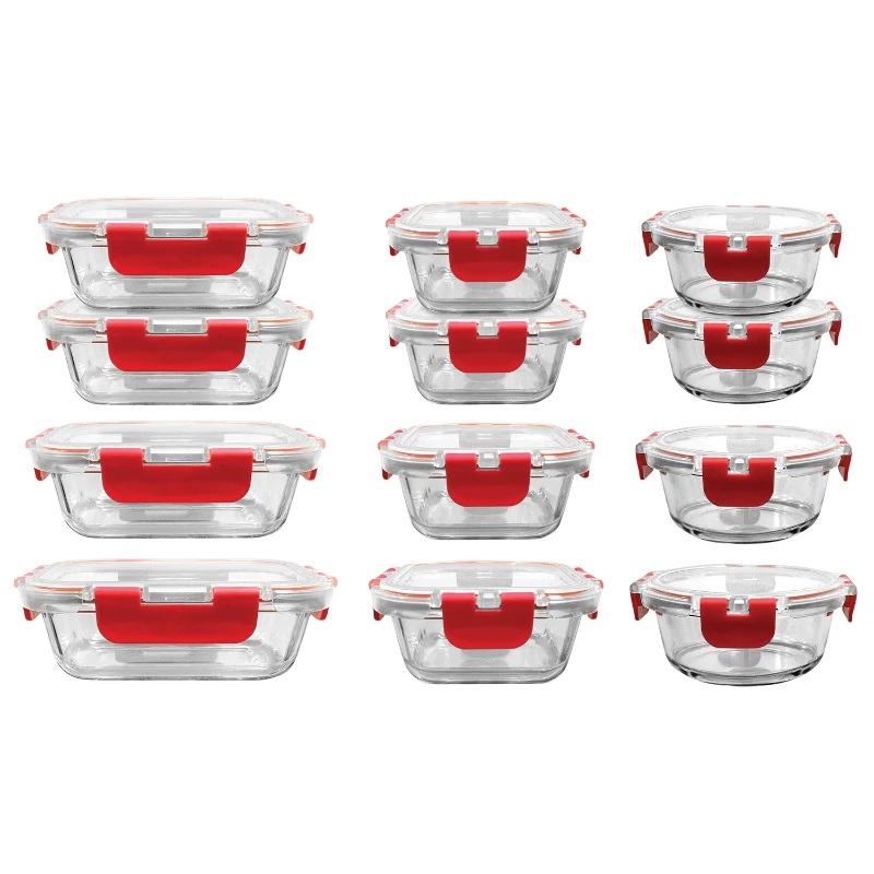 

Piece Glass Food Storage Set, Locking Hinge Blue Lids