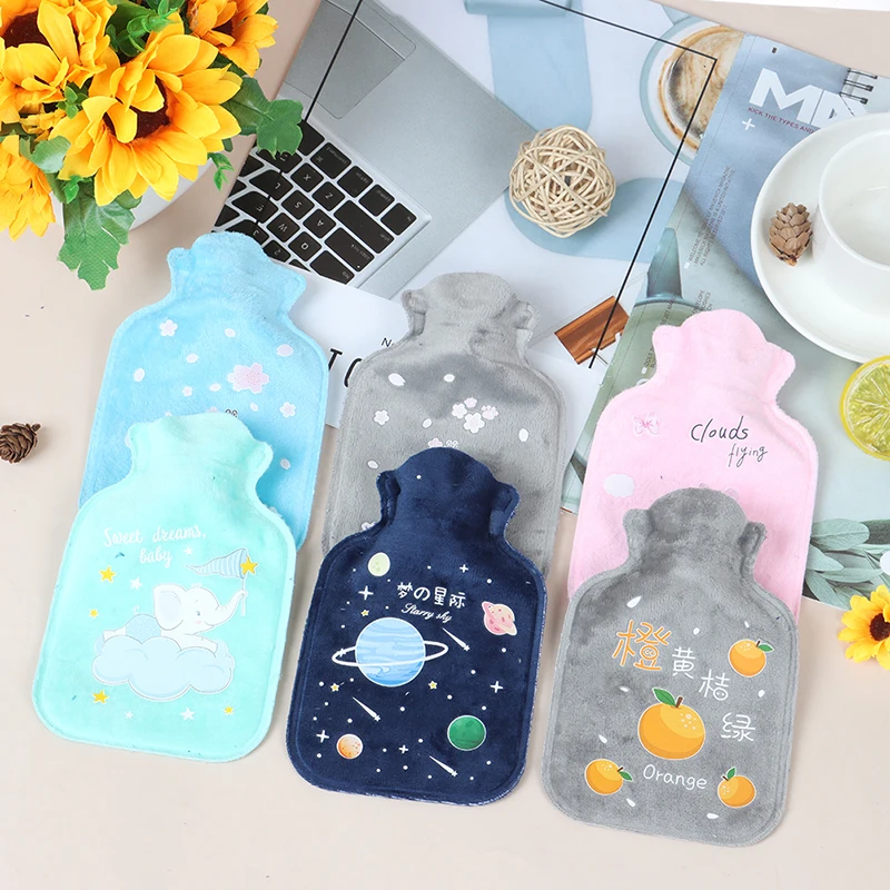 

Tummy Warmers Hot Water Bottle Rubber Bag Cute Cartoon Warm Relaxing Safe Heat Cold Large Plush Cloth Hot Water Bag