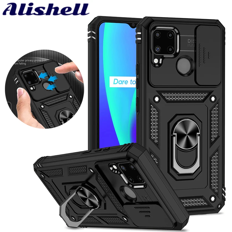 

Slide Camera Lens Case for OPPO Realme C11 C15 C20 C20A C21Y Military Grade Bumpers Armor Shockproof Phone Cover for Realme C25Y