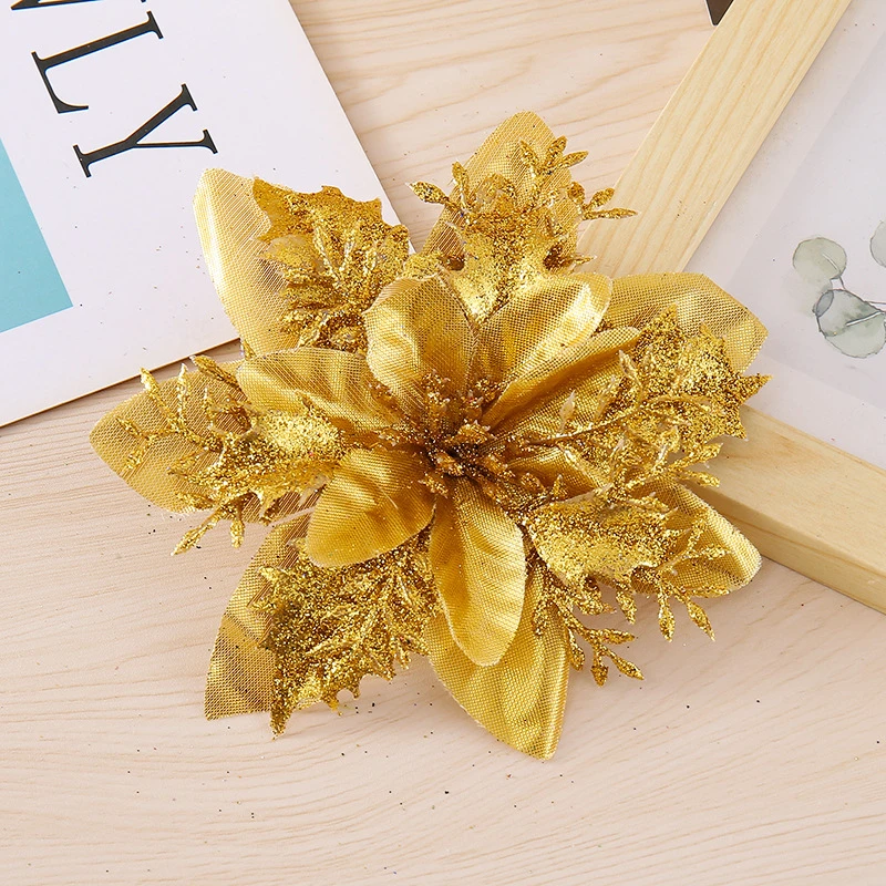 

Рождественские цветы из пластика и ткани, набор из 10 штук