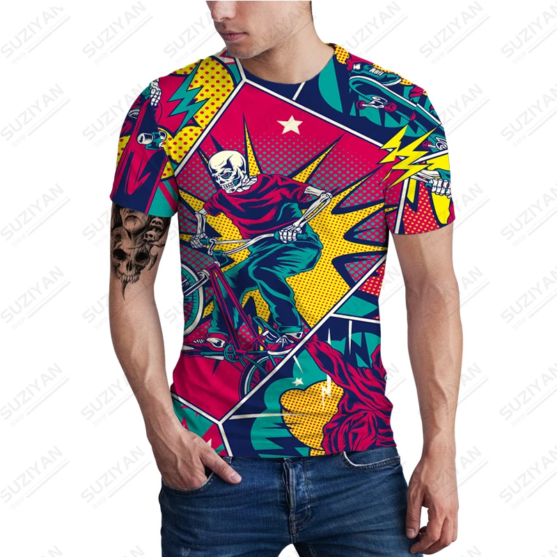 

Summer Hot Selling New Abstract Graffiti Print T-shirt Extra Large Men's Top High Quality Printed Clothing