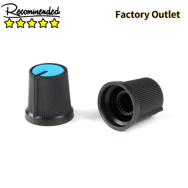

20pcs Blue Face High Quality Plastic for Rotary Taper Potentiometer Hole 6mm Black Knob For Potentiometer