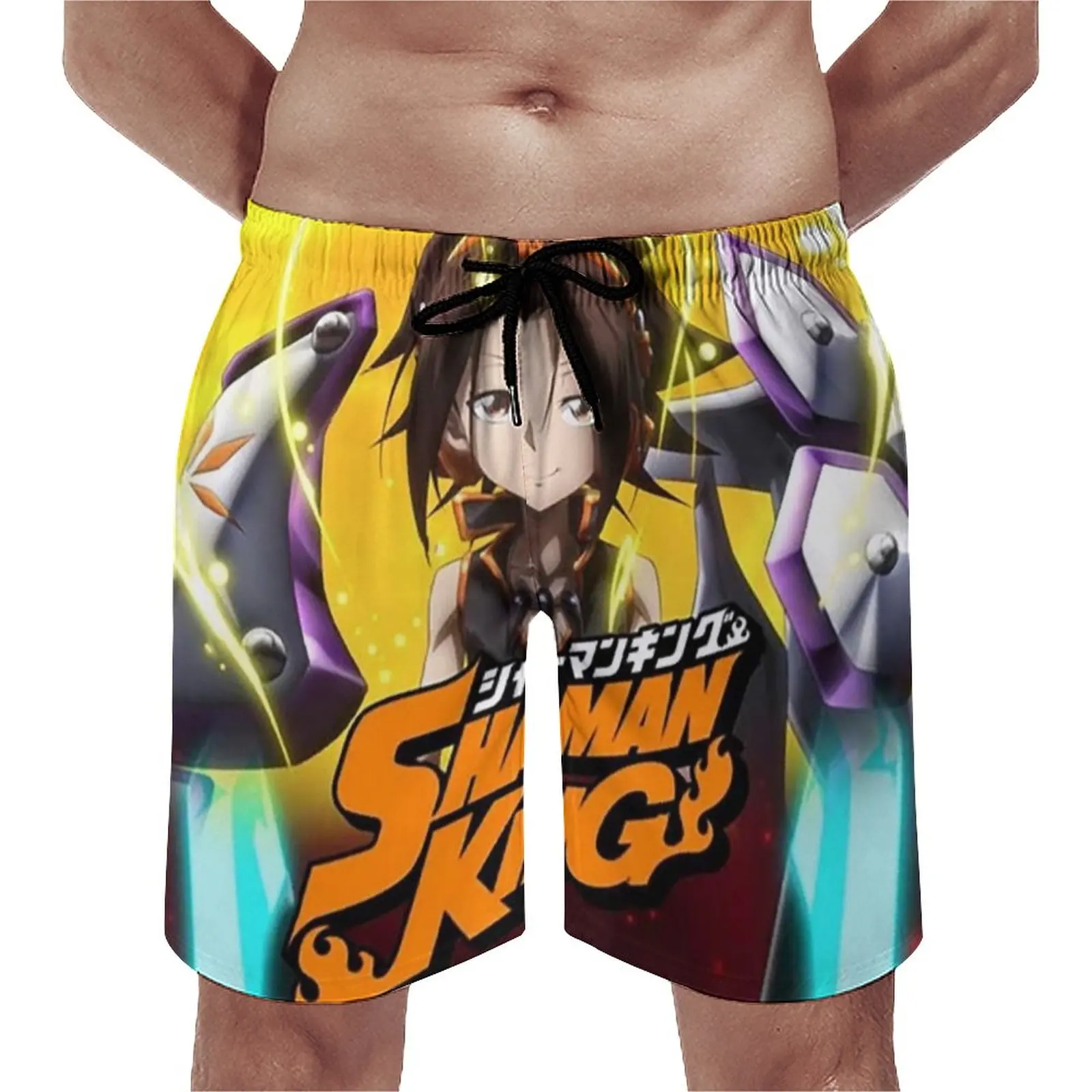 

Шорты для плавания Shaman King Yoh And Hao, удобные пляжные короткие штаны в стиле амидамариу из аниме отаку КУ, мужские плавки оверсайз