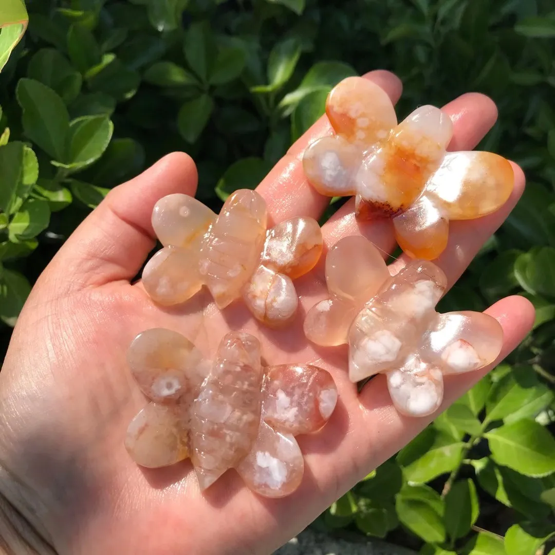 

1 шт. натуральный камень из цветущей вишни, цветок Сакура, агат, пчела, ручная работа, резное животное, хрустальное ремесло, украшение для дома, подарок