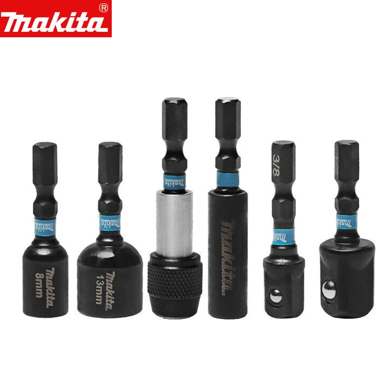 Makita Impact Black Series Magnetic Sleeve Bit Set Socket 6mm/8mm/10mm/13mm Hexagon Shank Extension Quick Change Bit Holder
