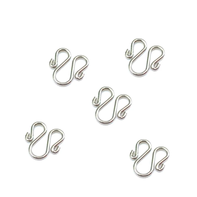 2 Colors 50pcs 304 Stainless Steel Jewelry Making S-Hook Clasps for Necklace End Accessories, M Clasps 11x12mm, 1.0mm thick