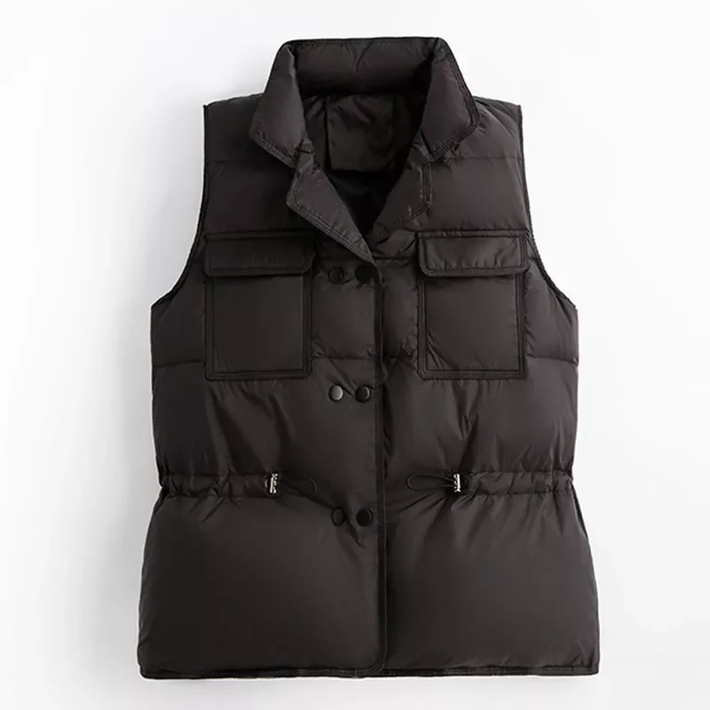 New2022 Waist Ultra Light Women Short Down Vest Windproof Lightweight Warm Waistcoat Female Sleeveless White Duck Down Coat