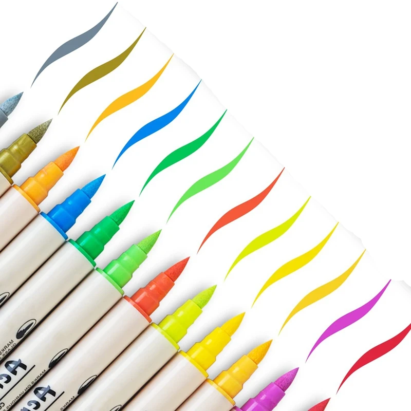 

36 Colors Acrylic Paint Markers Brush Tip And Fine Tip (Dual Tip) Paint Markers, Paint Pen For Rock Painting, Ceramic