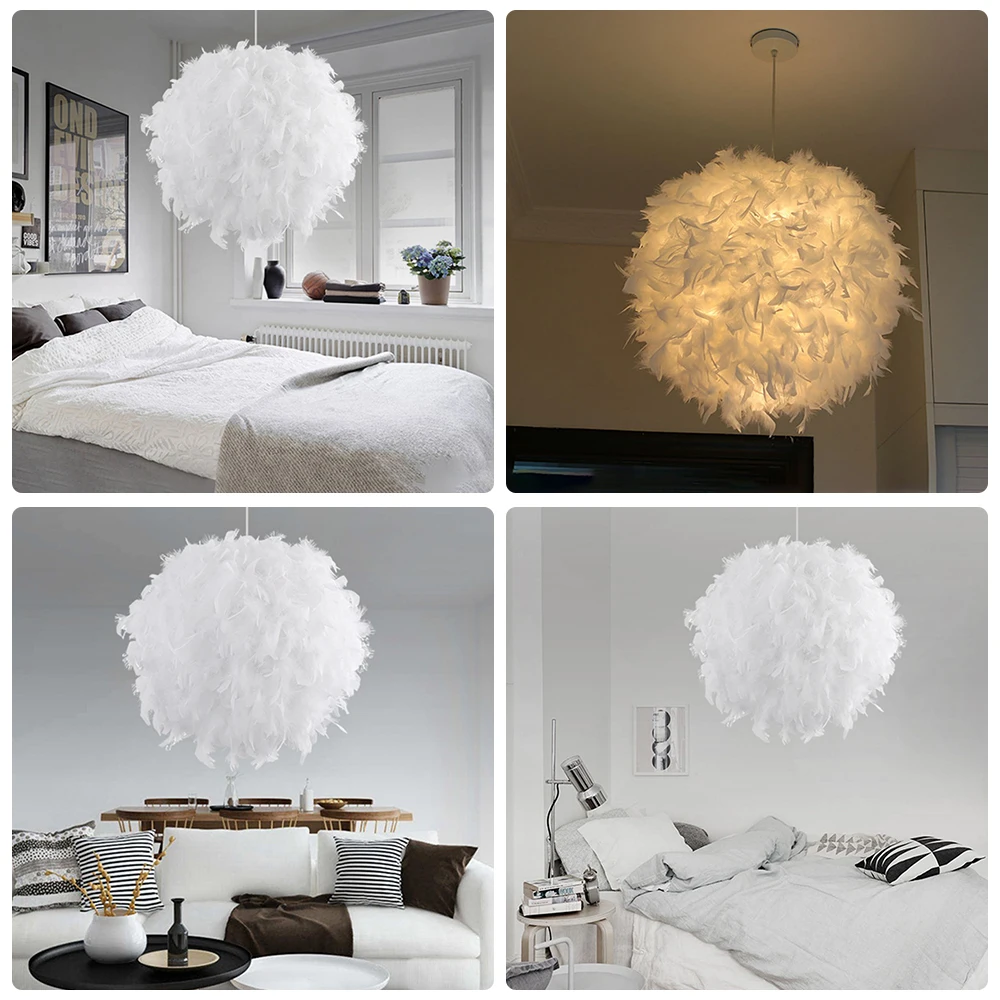 220V Modern Pendant Ceiling Lamp Feather Ceiling Droplight Bedroom Study Room Decoration Creative Chandelier Hanging Lamp