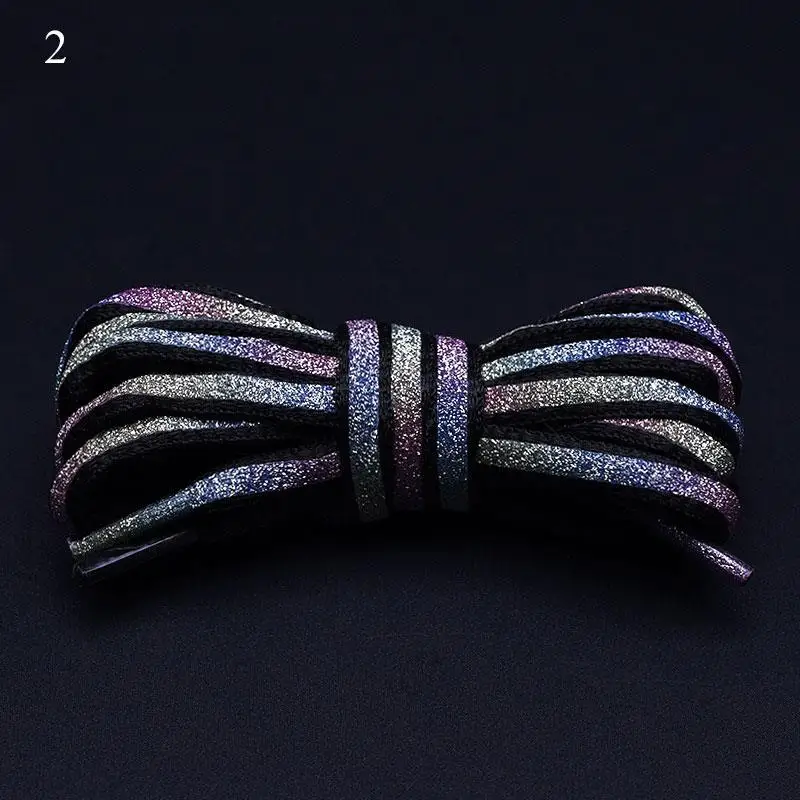 1Pair Semicircle Reflective Shoelaces Luminous Sneakers Shoelace Laser Sequin Shoe Laces Fluorescent Laces Shoes 100/120/140cm