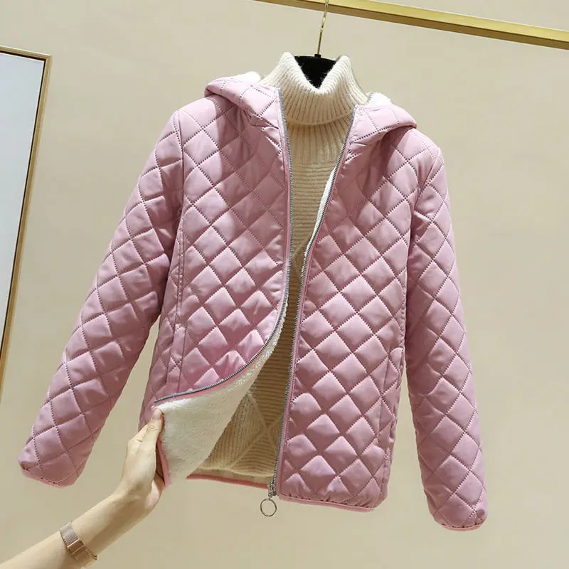 

Winter Jackets Hooded Mid-length Cotton Wool Padded Coats Women Loose Warm Thicken Parkas Overcoat Snow Wear Solid Outwear E728