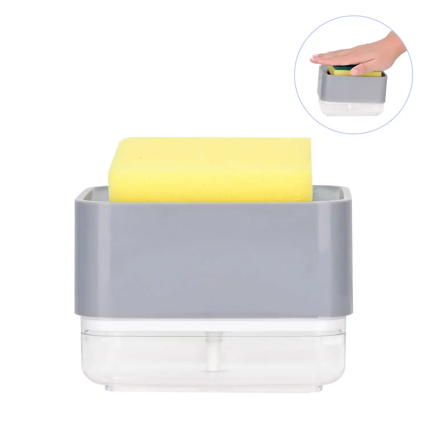

Soap Dispenser with Sponge Holder Grey（ABS+PS)
