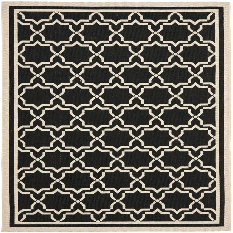 

Courtyard Allison Geometric Bordered Indoor/Outdoor Area Rug, 5'3" x 7'7", Black/Beige