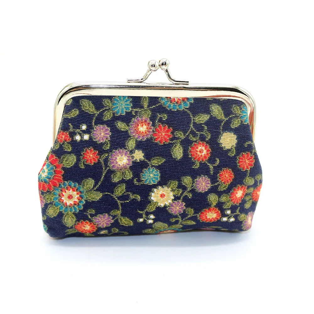 

Vintage Women Printing Coin Purses Money Bag Change Card Holders Small Floral Wallet Clutch Purse Ladies Key Storage Bag 2023