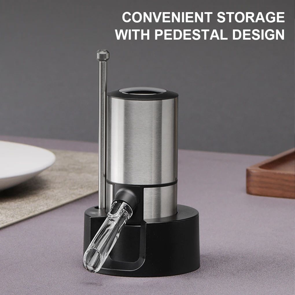 

2-in-1 Electric Wine Dispenser Kitchen Bartender Portable Pourer Button Control Party Dispensing Aerator with Base