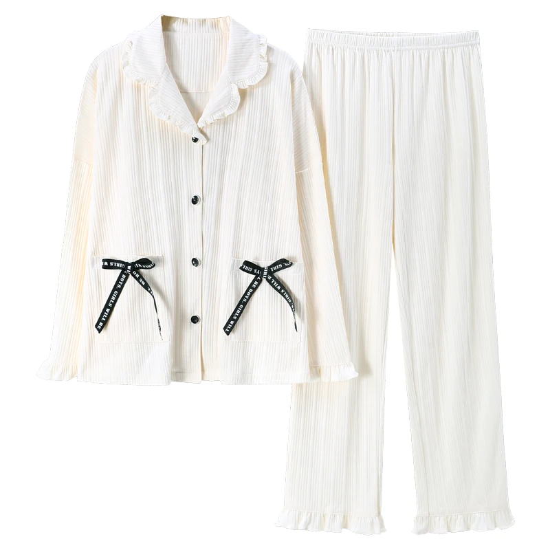 

Новинка Осень-зима женские свободные брюки с длинным рукавом из чистого хлопка в Корейском стиле костюм для домашнего сервиса Пижама