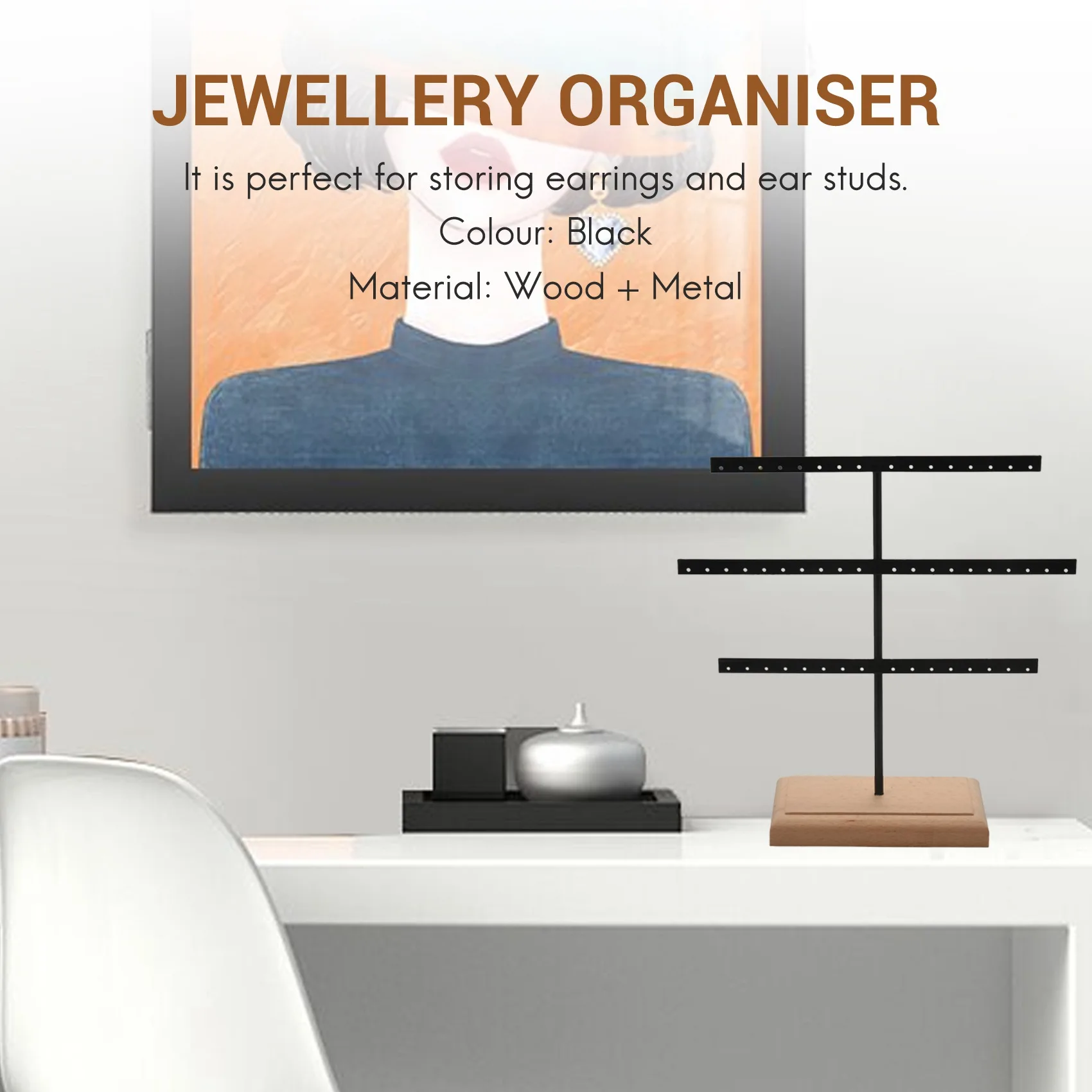 Fashion 52 Hook Earring Jewelry Organizer Earring Organizer Hanging Holder Necklace Display Stand Box Holder Rack Jewelry