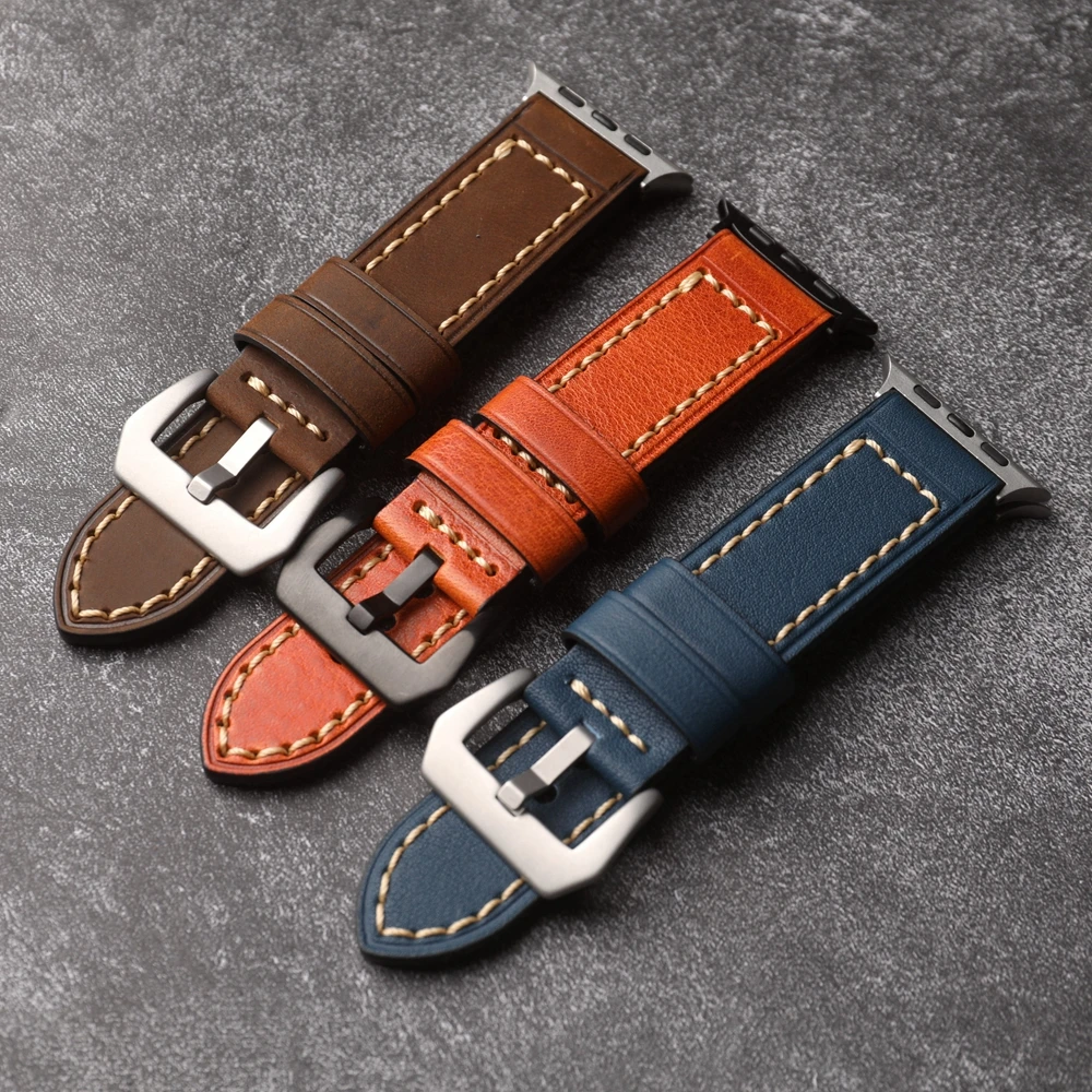 Ремешок ручной работы из воловьей кожи Подходит для iWatch Apple Watch 49 мм 45 44 42