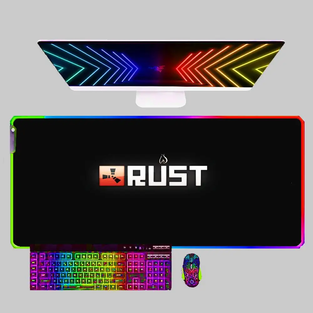 

Игровой коврик для мыши ржавчины с RGB-подсветкой, большие игровые аксессуары, компьютерная игровая клавиатура, эргономичный коврик для мыши, настольный ПК для LOL, коврик для мыши