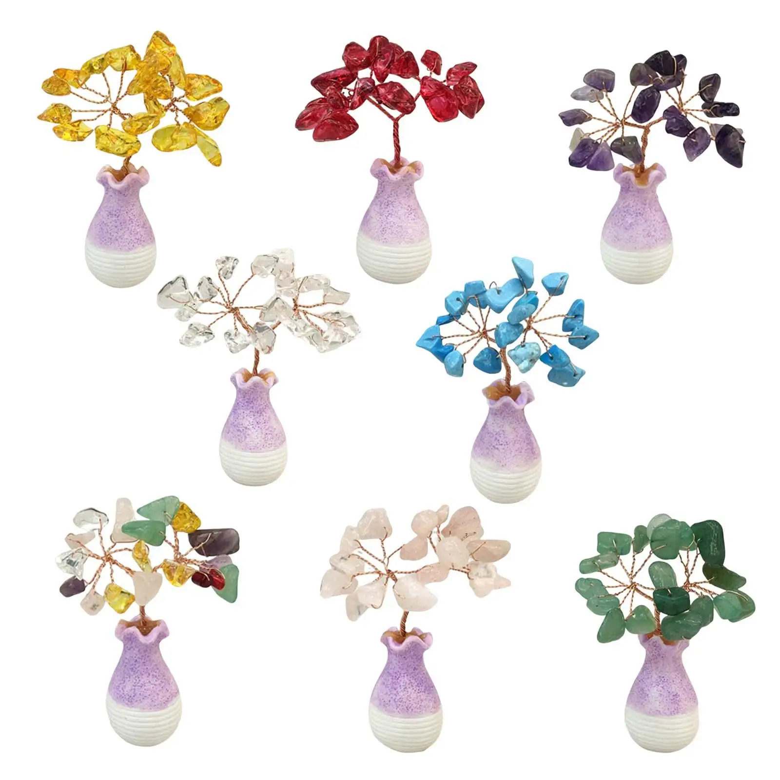 

Crystal Tree Wealth Luck Tree Micro Landscape Ornament Fortune Money Tree for Office Desktop
