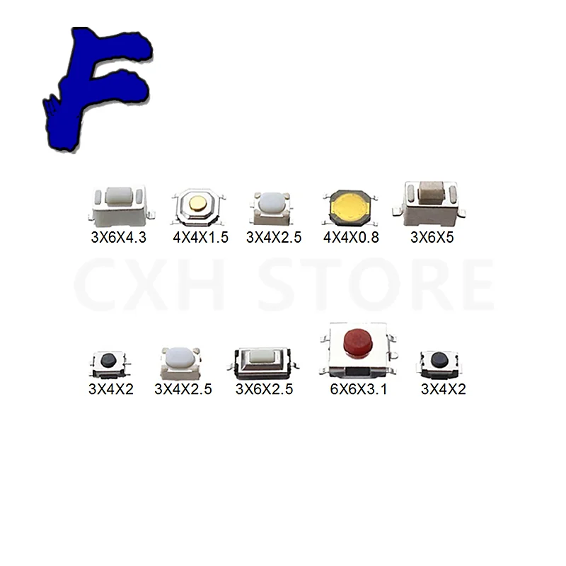 Тактильный кнопочный переключатель 3*6 3*4 4*4 SMD, 10 шт., 2 контакта, 4 контакта, сенсорный микропереключатель 3x4x2 3x6x4,3 3x6x2,5 3x6x5 4x4x1,5 4*4*2,5