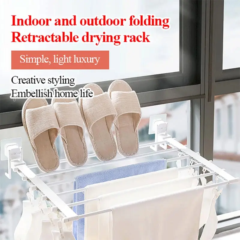 

Складная вешалка для одежды, настенное крепление, выдвижная сушилка для одежды, для дома и улицы, экономия места, алюминиевая домашняя сушил...