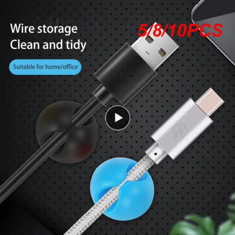 

5/8/10PCS Hard Plastic Cable Black Wire Organizer Clips Tidy USB Charger Cord Holder For Desktop Cable Fixed Clamp High Quality