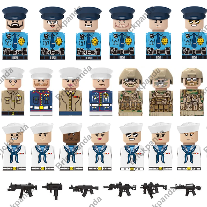 

Солдаты США спецназ Полиция команда армия MOC фигурки строительные блоки военное оружие шлем пистолет части мини кирпичи обучающие игрушки