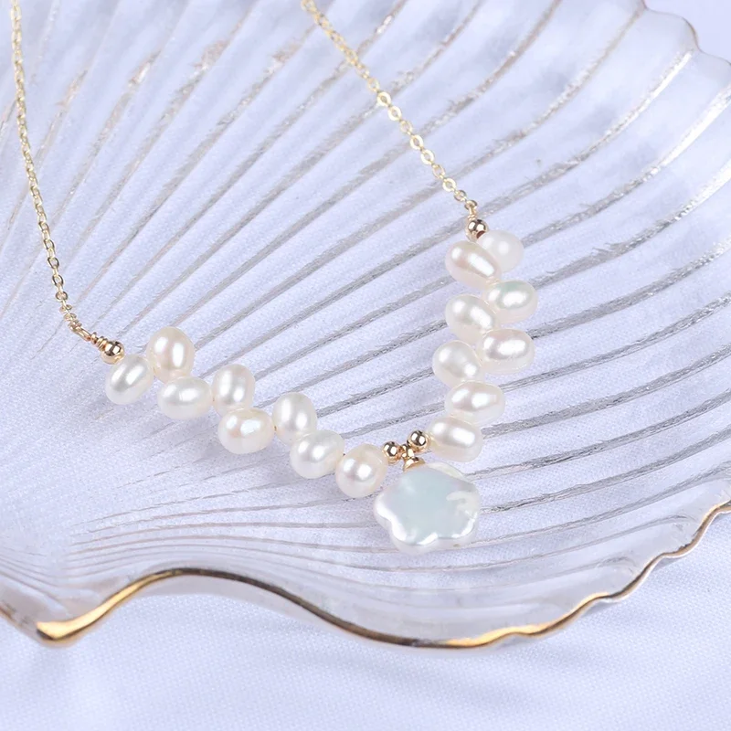

Простое Элегантное ожерелье из натурального белого пресноводного жемчуга разной формы для продажи