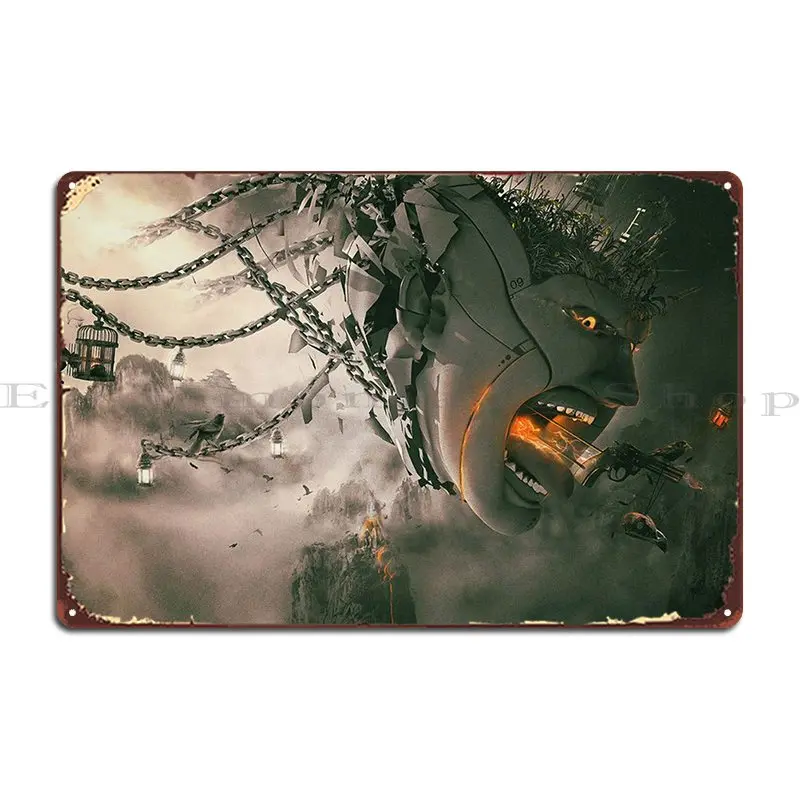 

Металлический плакат абстракции таблички, паб, создание клуба, ржавый персонаж, жестяной плакат