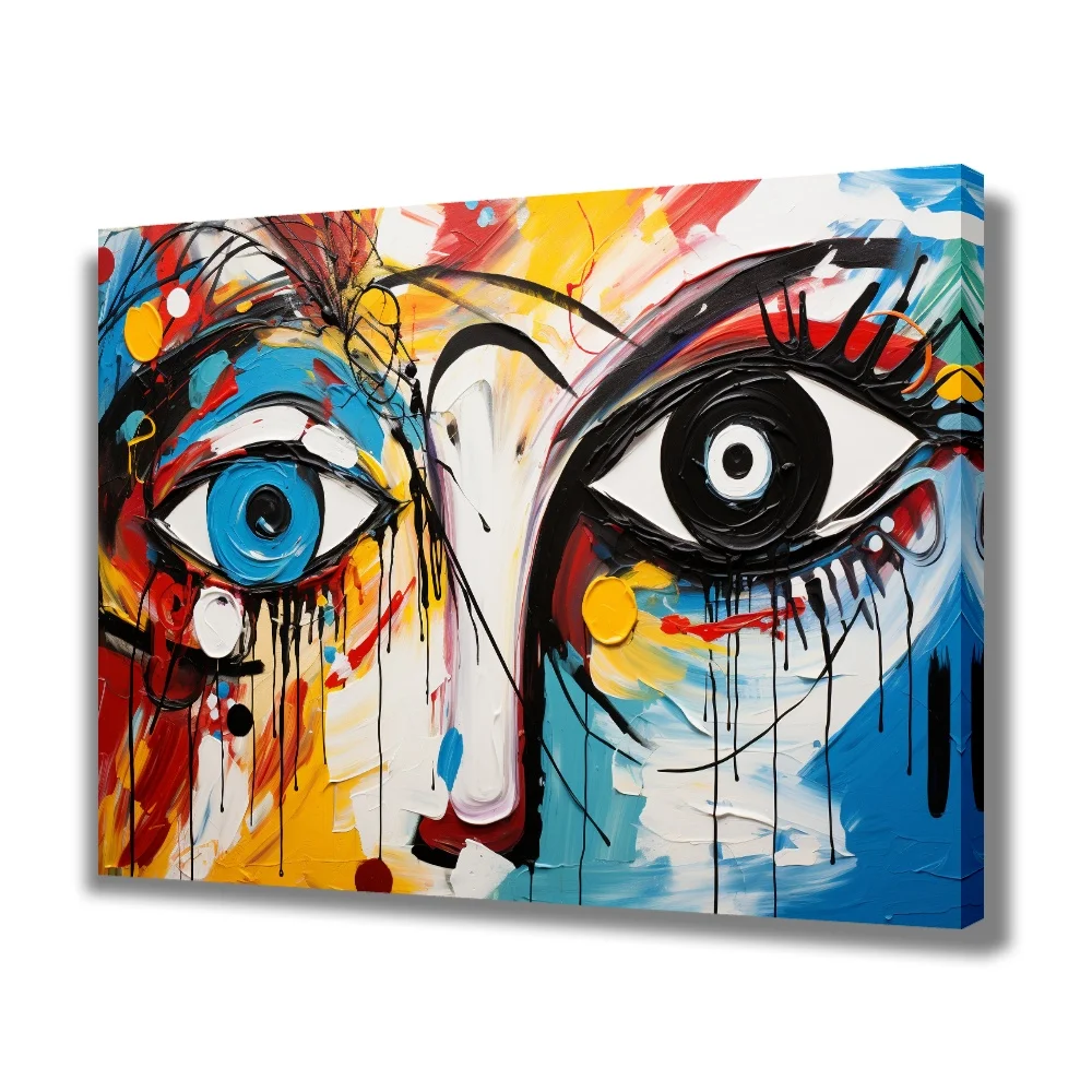 

Forbeauty абстрактный синий желтый цвет пигмент глаза рамка галерея холст живопись красочная ваза античный для украшения дома