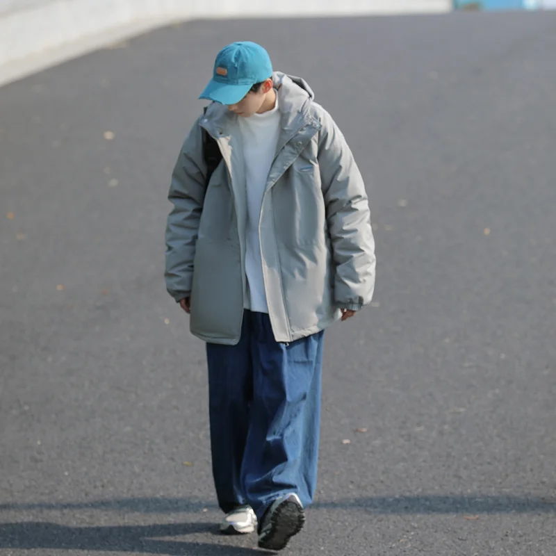 Winter Jacket Men Warm Fashion Thick Hooded Jacket Men Japanese Streetwear Loose Thicken Short Coat Mens Parker Clothes M-2XL