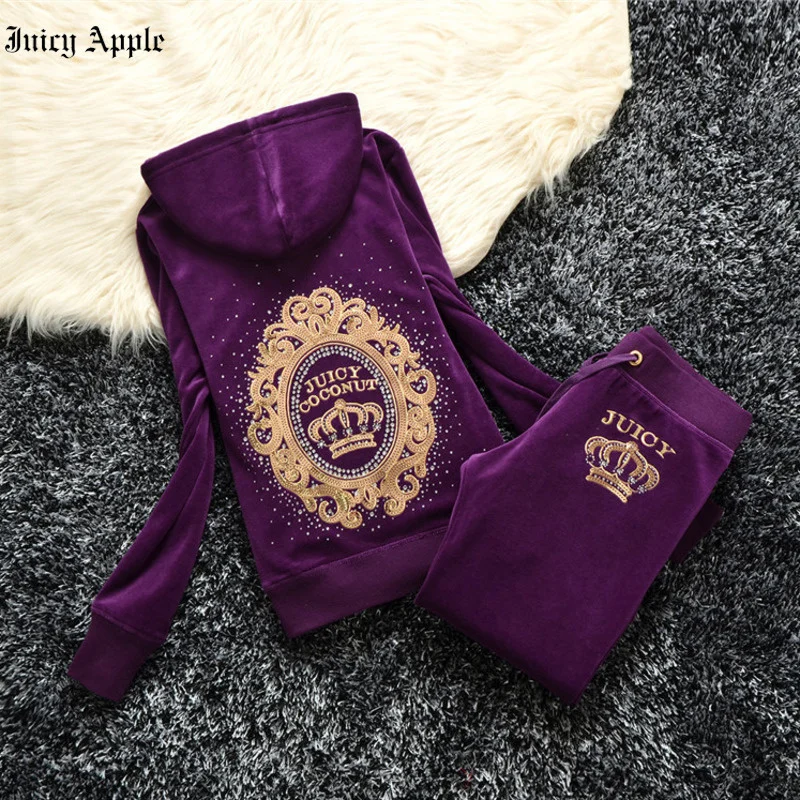 Juicy Apple Tracksuit Woman 2022 Spring Autumn 2 Piece Sets Womens Outfits Long Sleeve Letter Embroidery Hoodie Zipper And Pants