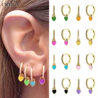 crmya gold silver fiiled dangle earrings for women piercing cz zircon candy color heart drop earrings 2022 jewelry wholesale