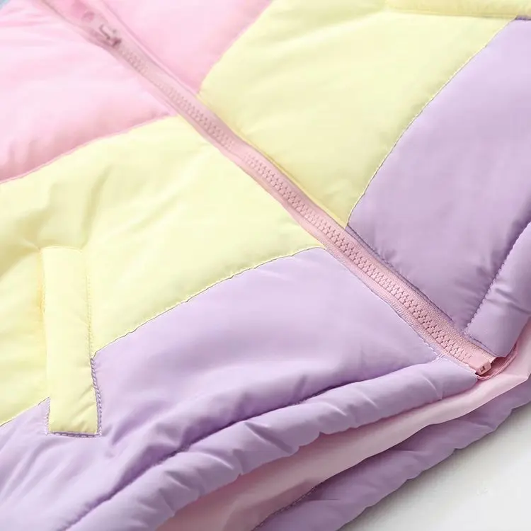 Winter Thicken Rainbow Contrast Women's Down Jacket Loose Padded Student Winter Coat Women Warm College Parka Female