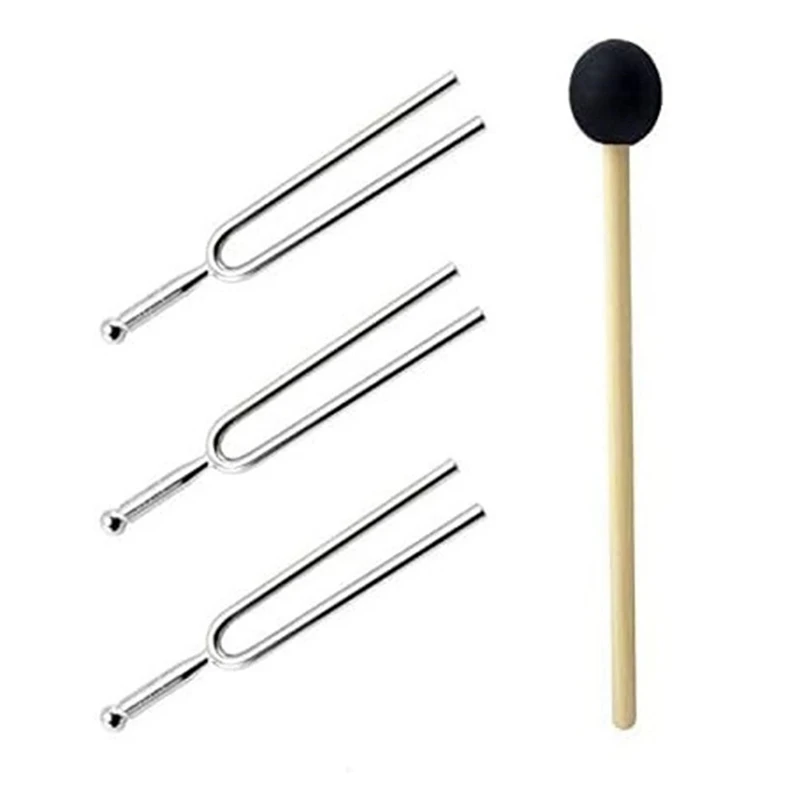 

3PCS A440hz Tuning Fork Metal With Silicone Hammer Standard A 440 Hz Violin Guitar Tuner Musical Instrument