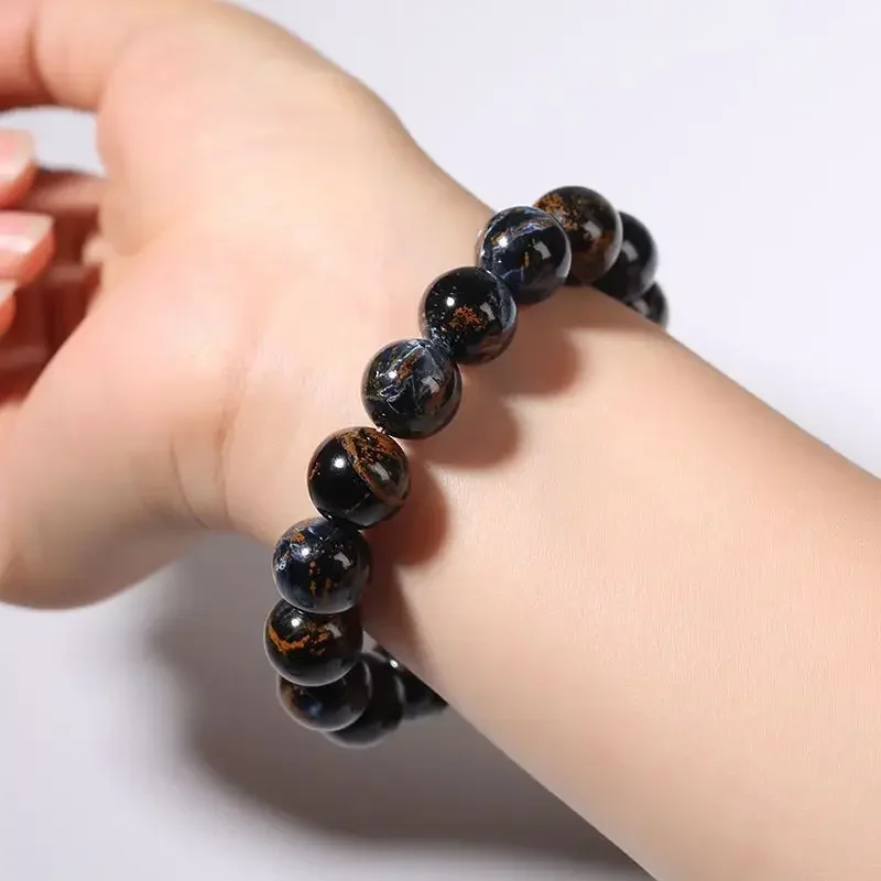 Коллекционный браслет с круглыми бусинами Питер камень Орлиный глаз эффект