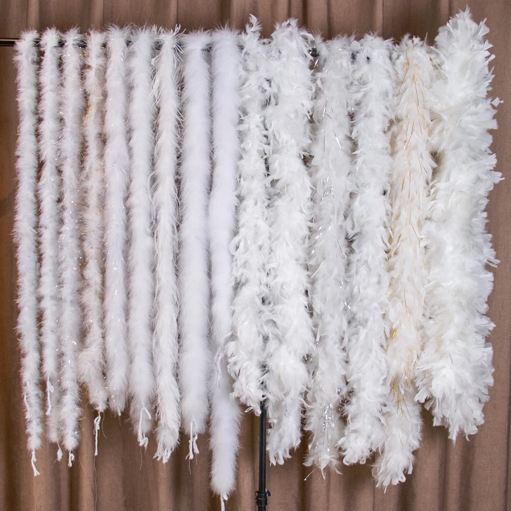 2 Yards High Quality White Fluffy Marabou Feather Boa Turkey Plume Wedding Party Carnival Skirt Decoration Ostrich Plumes Crafts