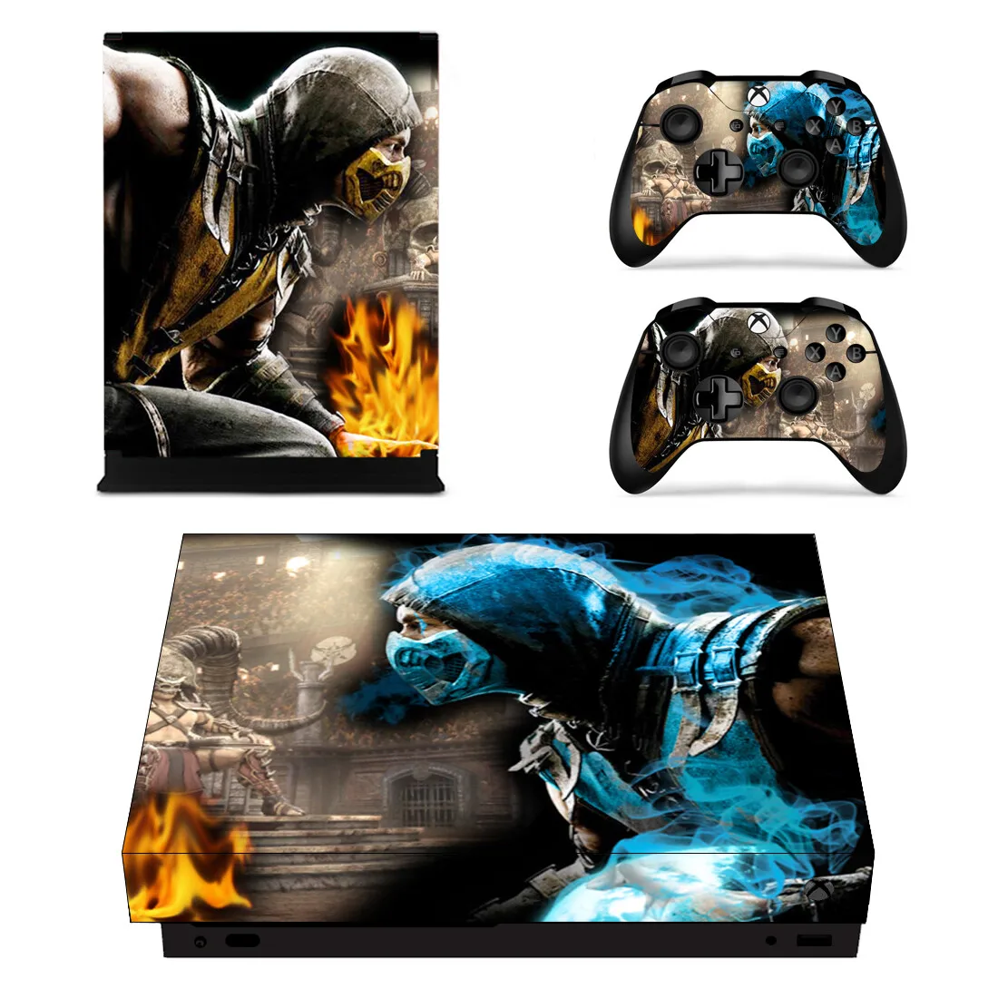 Фото Наклейка Mortal Kombat Skin, наклейка для консоли Xbox One X и 2 геймпада №1