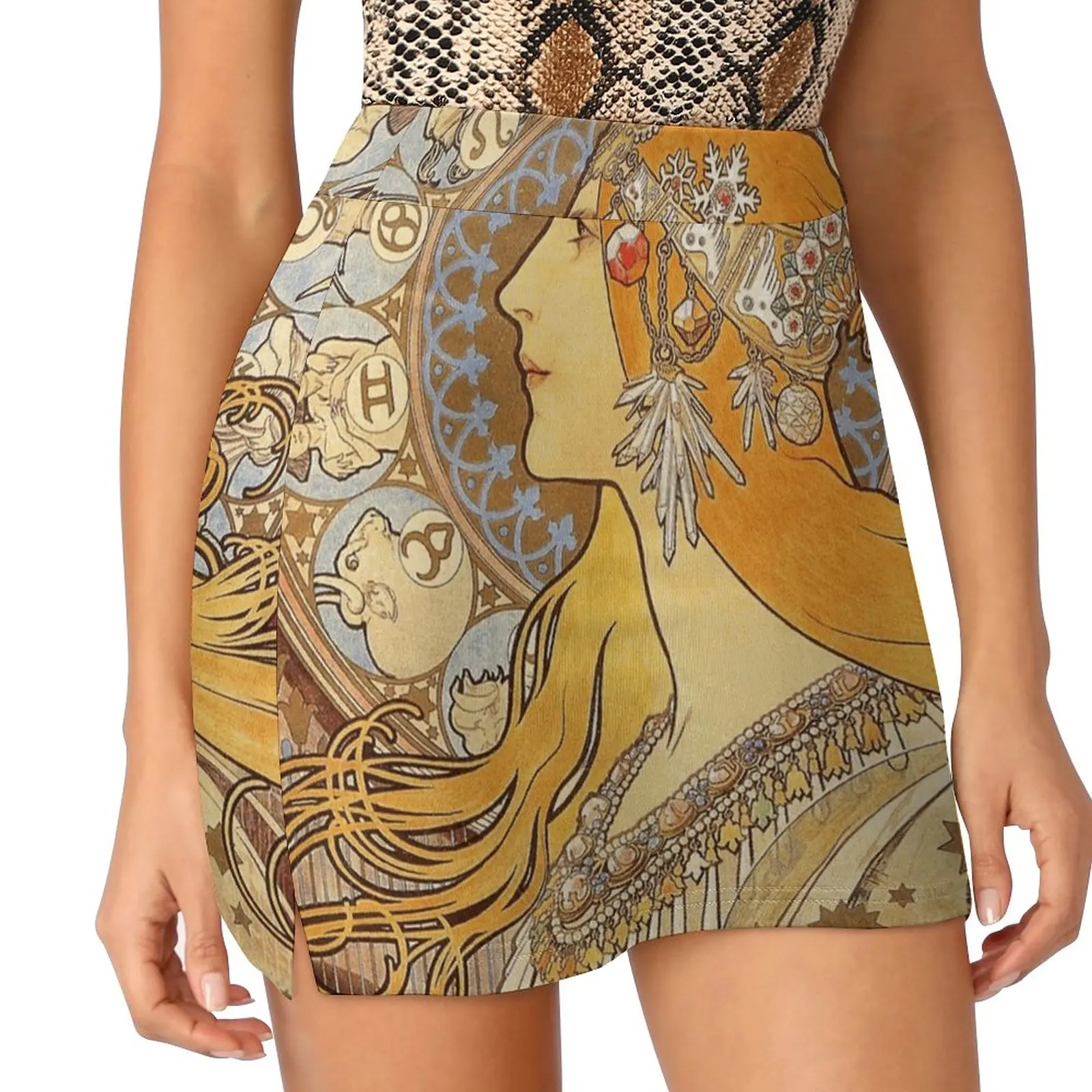 Женская юбка со скрытым карманом Alphonse теннисная знаками Зодиака в стиле модерн