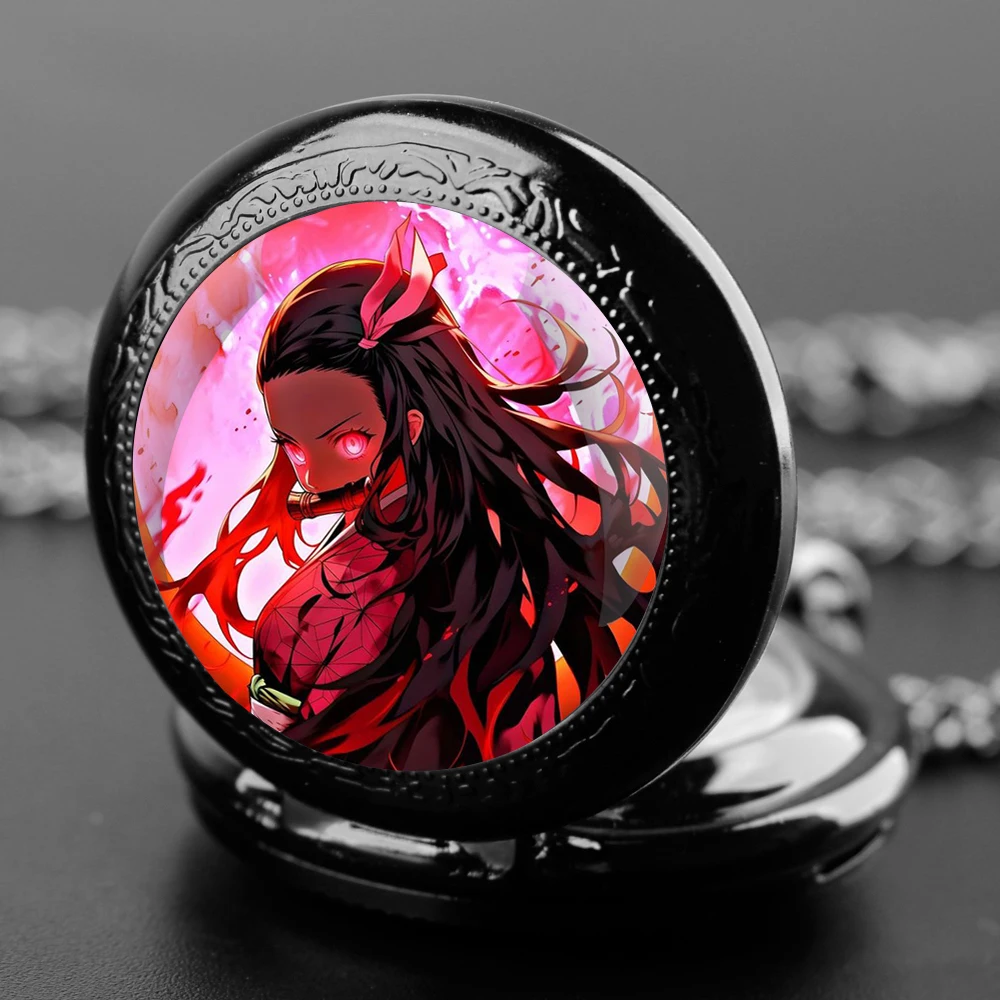 Demon Slayer Nezuko Kamado Blood Moon карманные часы в стиле аниме винтажные часы-цепочка для