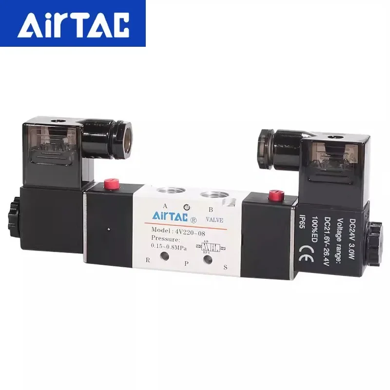 AirTAC 4V120-06 4V220-08 4V320-10 4v420-15 Solenoid Valve Air Two Position Five Way Reversing 12V 24V 110V 220V