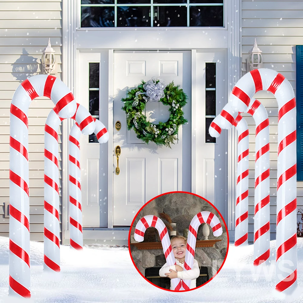 

6Pcs 90-120CM Christmas Canes Christmas Decoration For Home Outdoor Inflatable Cane Balloons Christmas Tree Ornaments Kids Gift