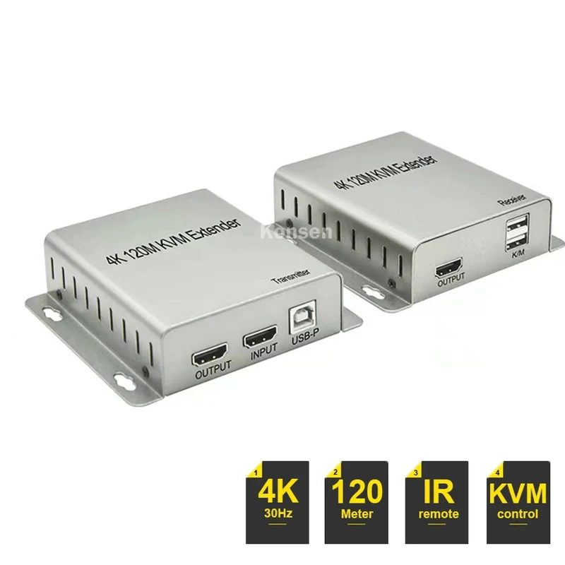4K 120 м HDMI USB KVM-удлинитель через Cat5e/6 Rj45 кабель 1080P 60 м HDMI к RJ45 с USB-удлинителем передатчик Поддержка мыши клавиатуры