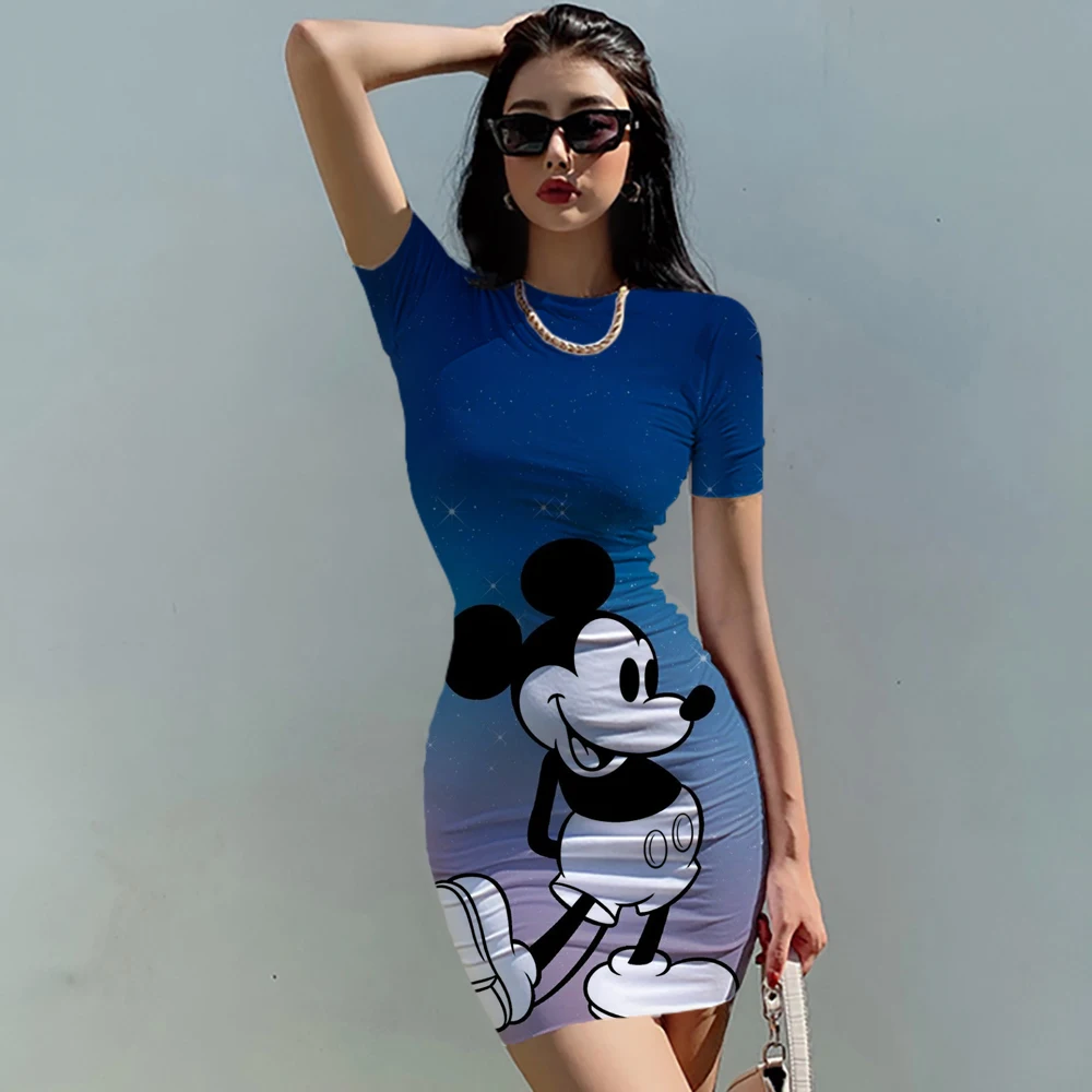 

Женское облегающее мини-платье с коротким рукавом и сумочкой Минни и Микки Маус